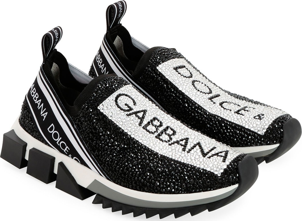 Dolce & Gabbana Crystal Logo Slip-On Trainer Sneakers