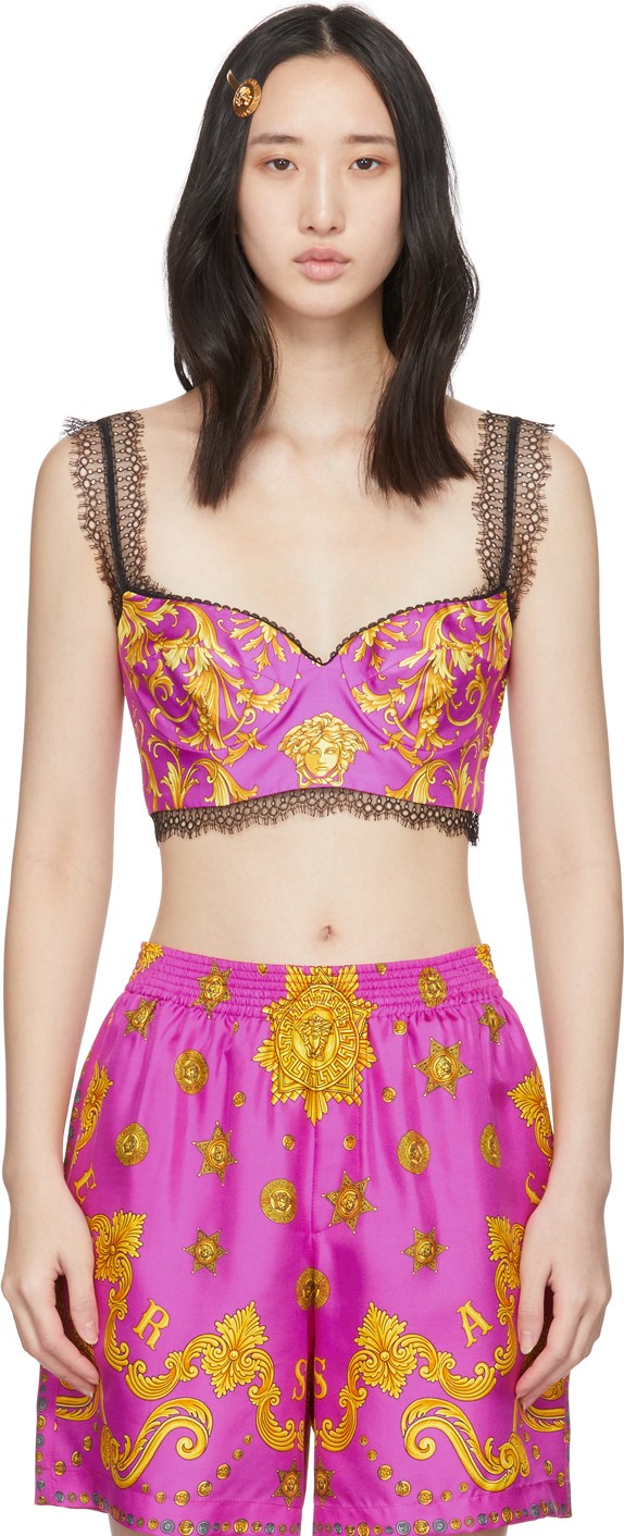 Versace Pink Foulard Barocco Tank Top Versace Pink Foulard Barocco Tank Top