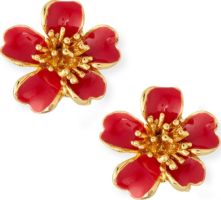 Oscar De La Renta Delicate Flower Button Earrings