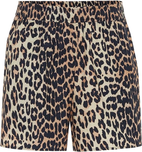 Ganni Leopard-print cotton shorts