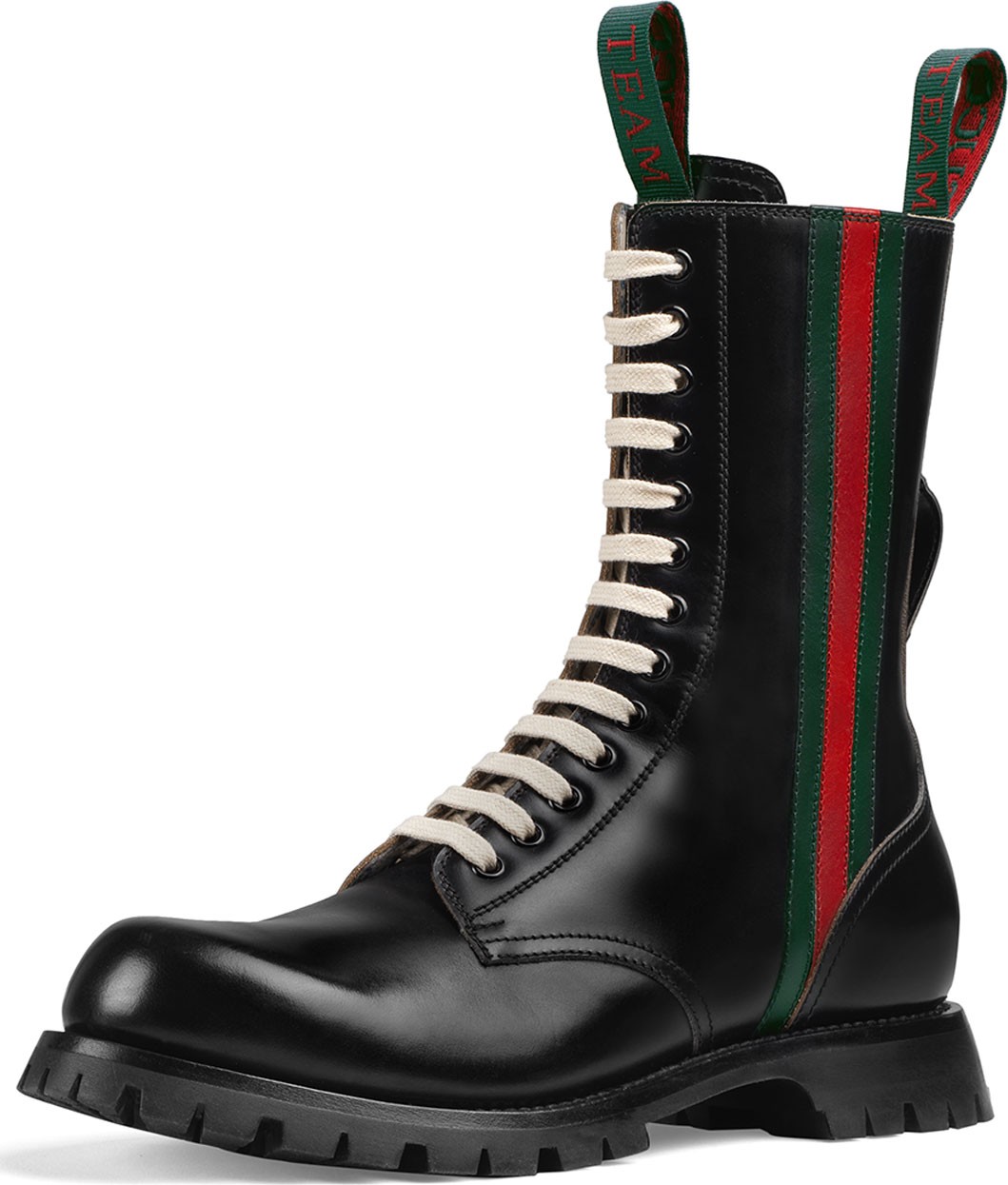 Gucci Men's Black Leather Boots With Web