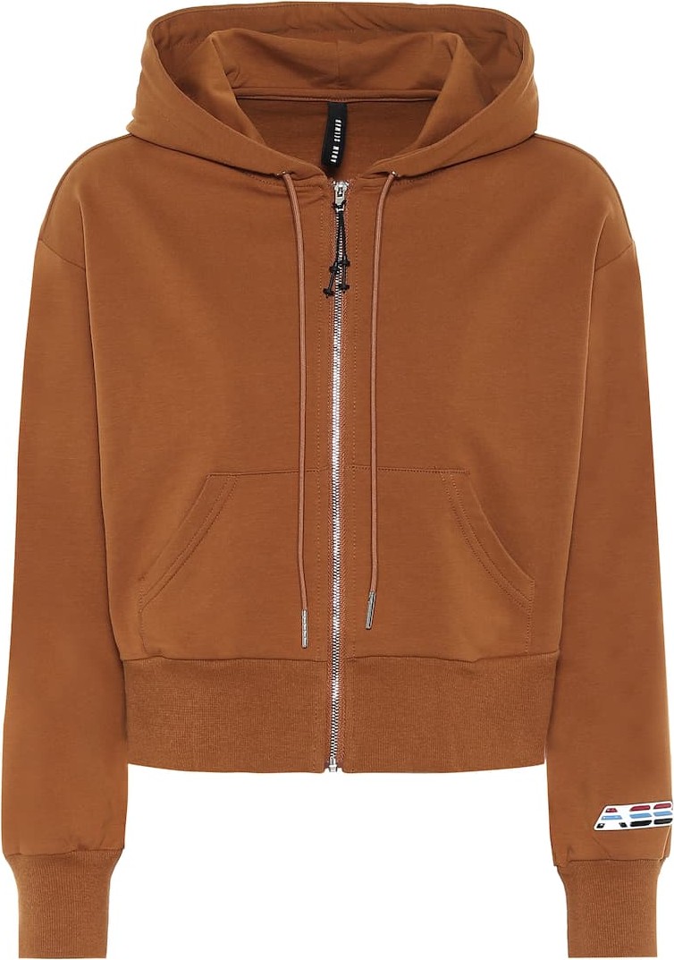 Adam Selman Sport Cropped cotton-blend hoodie