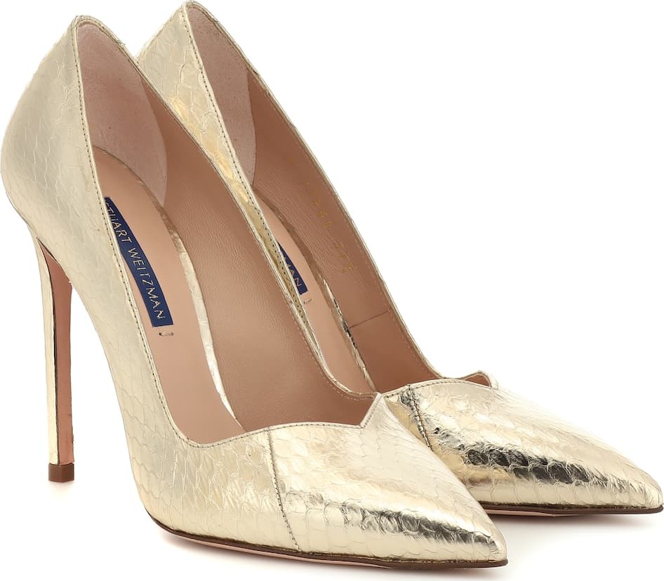 Stuart Weitzman Anny 105 metallic snakeskin pumps