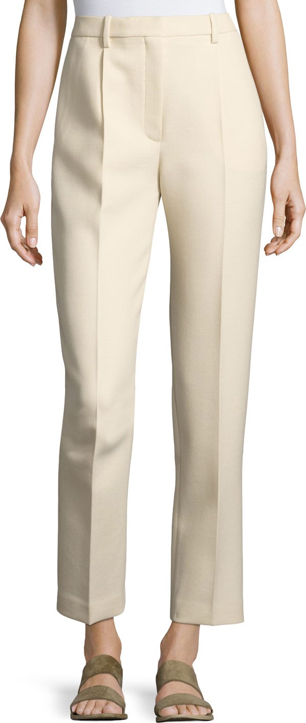 THE ROW William Single-Pleat Straight-Leg Pants, Light Beige