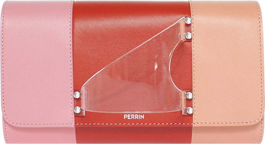 Perrin Paris L'Eiffel Colorblock Leather Clutch Bag
