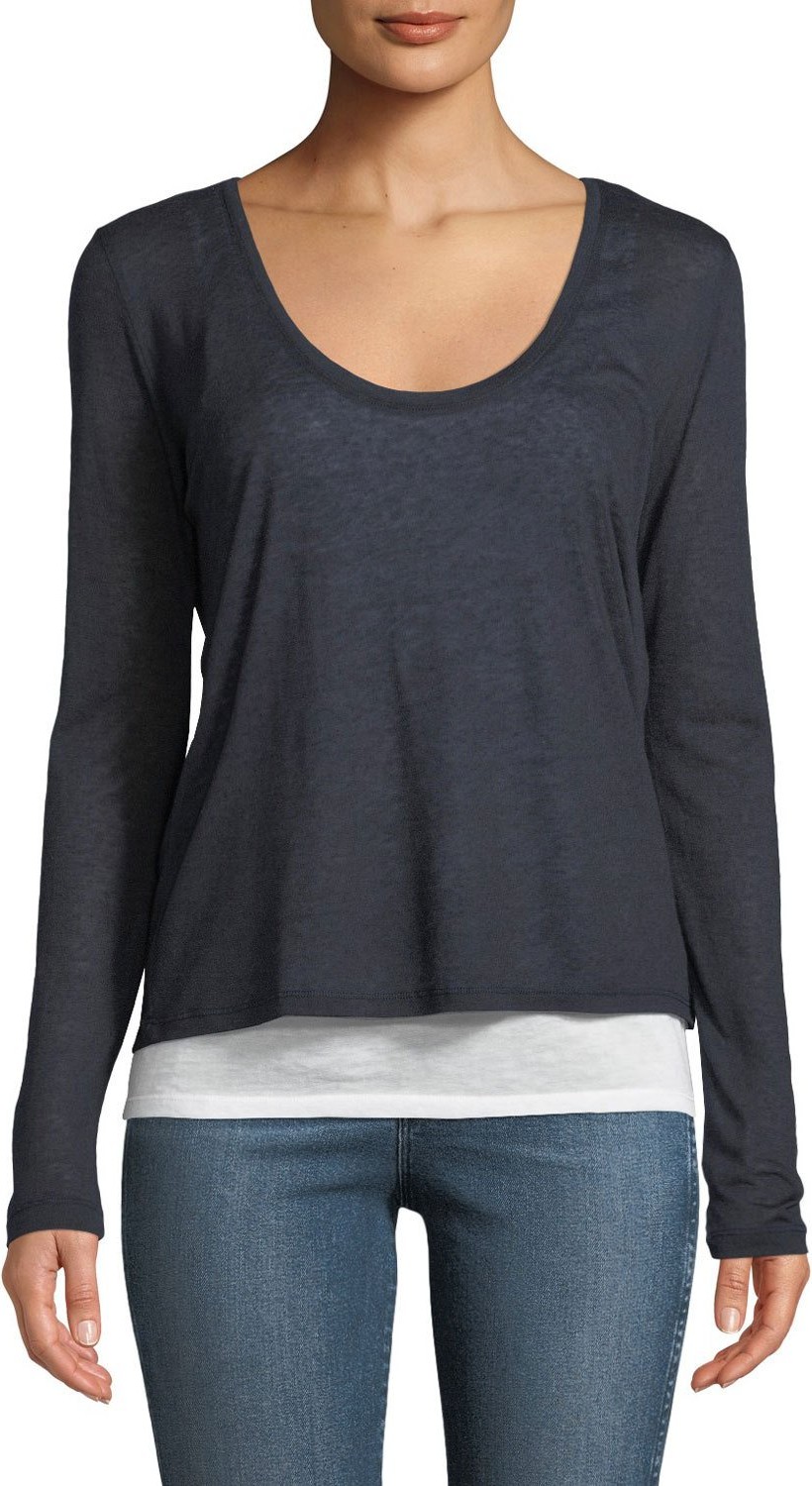 Majestic Layered Scoop-Neck Cashmere Blend Top