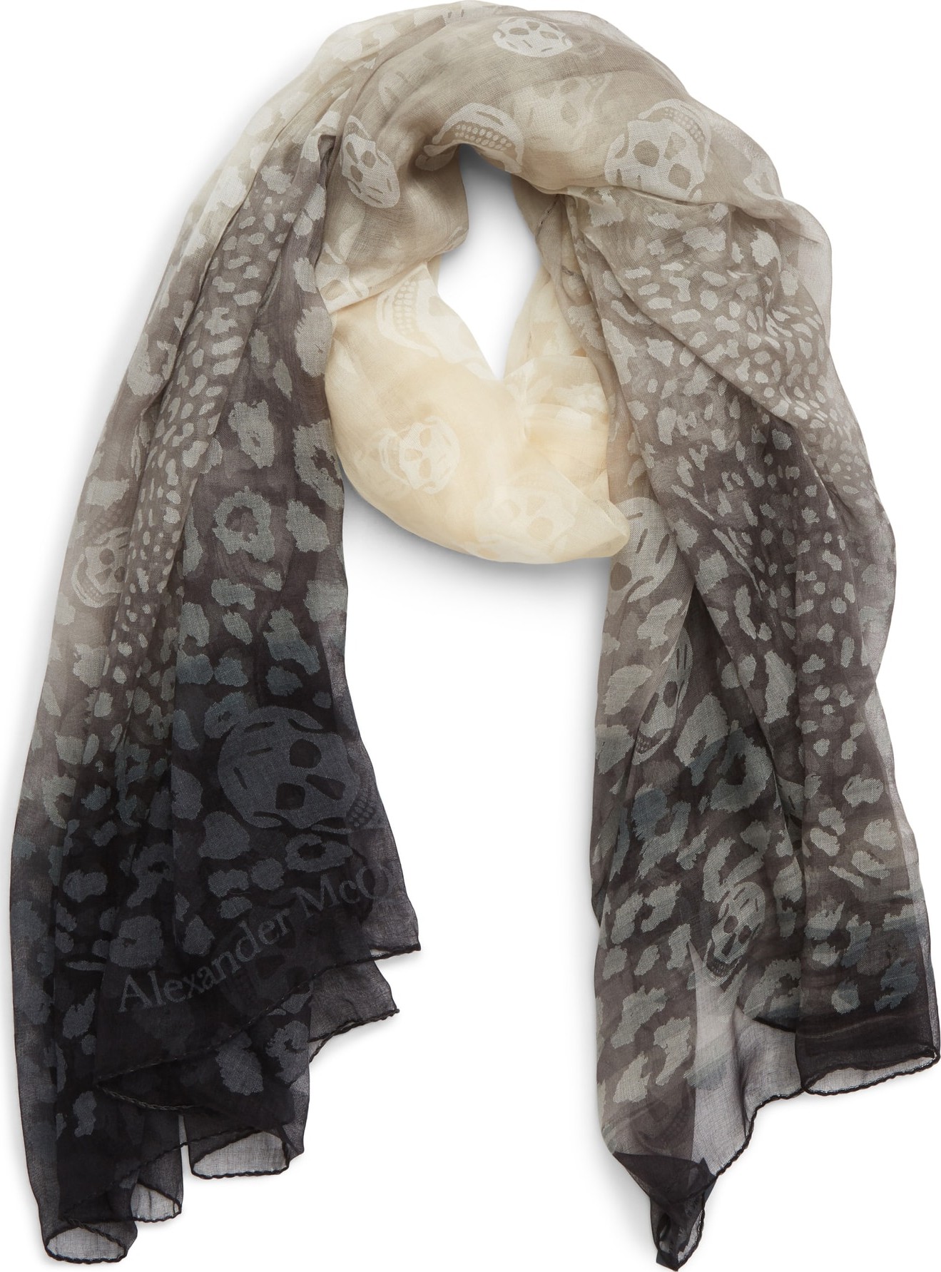 Alexander McQueen Degradé Leopard Print Chiffon Scarf