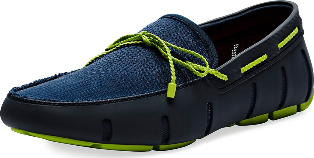 Swims Mesh & Rubber Braided-Lace Boat Shoes