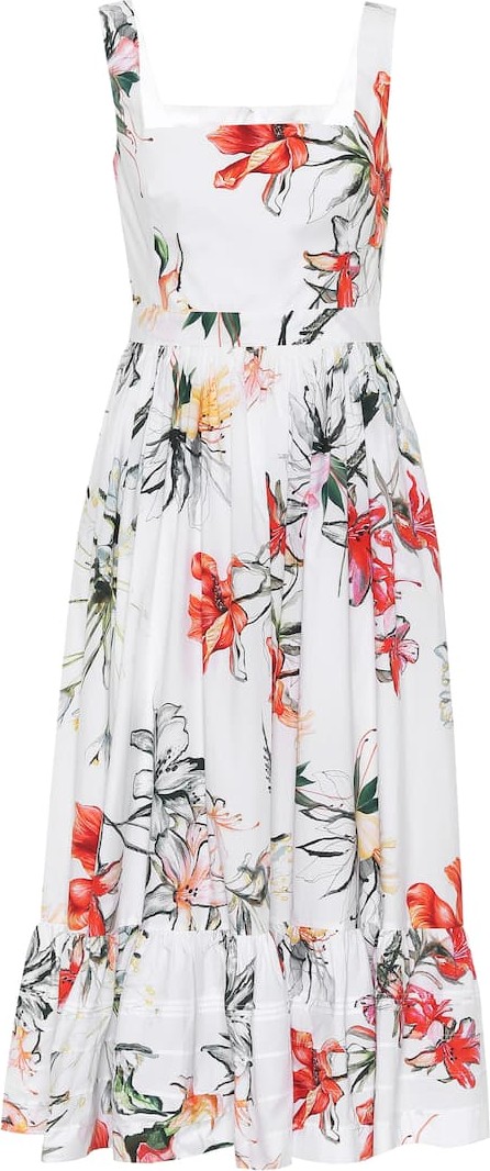 Alexander McQueen Floral cotton-poplin dress