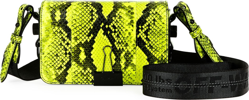 Off White Printed Mini Flap Shoulder Bag