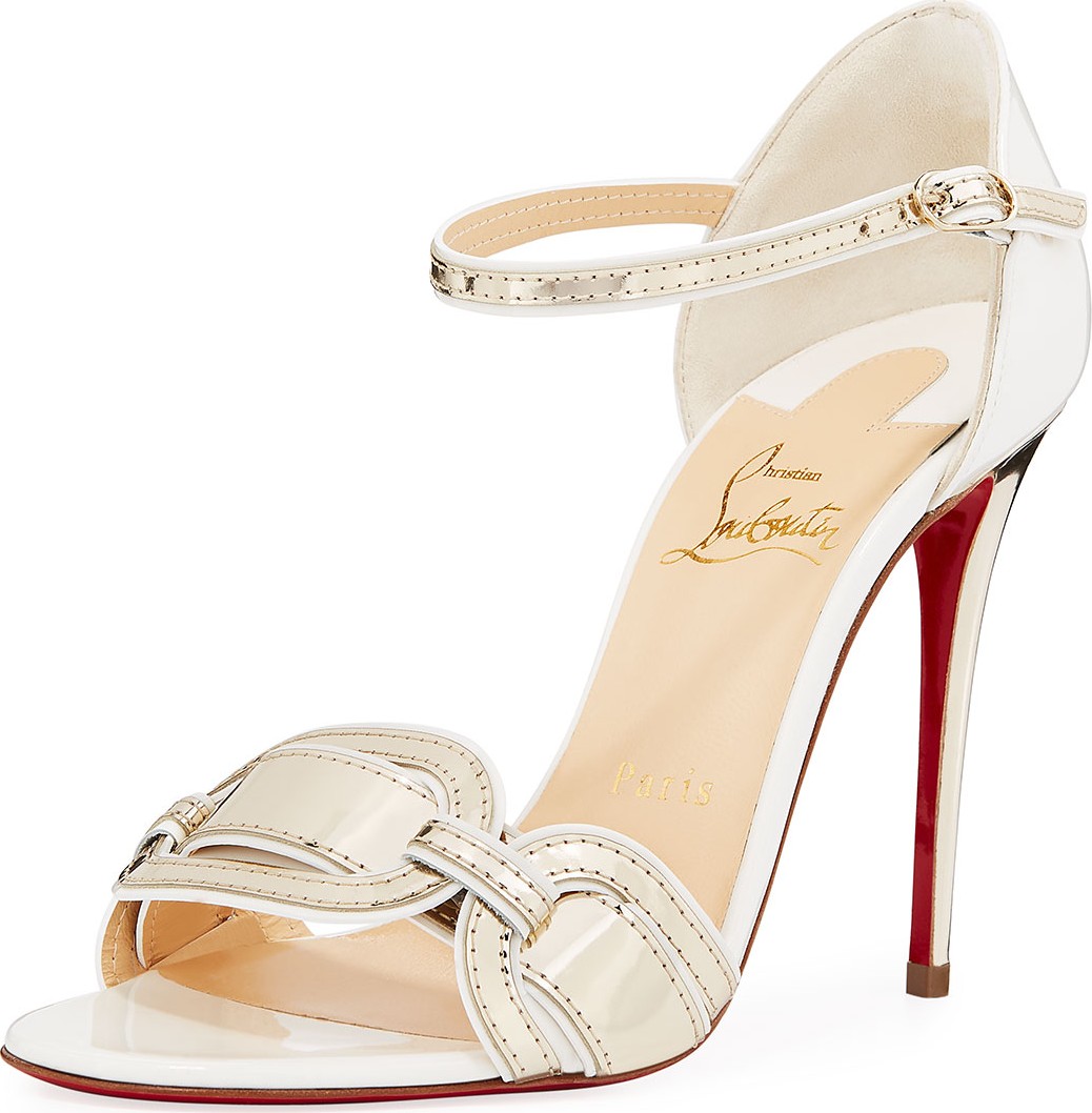Christian Louboutin Valparaiso Air-Stripe Patent Red Sole Sandals