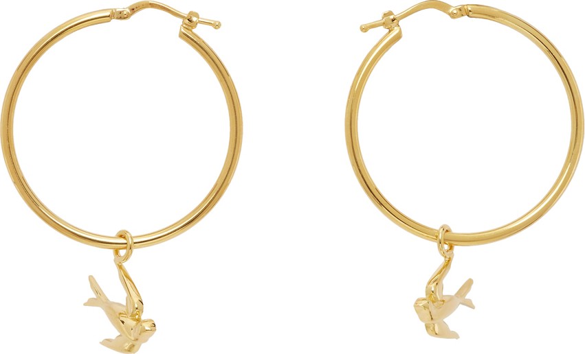 McQ - Alexander McQueen Gold Swallow Hoop Earrings