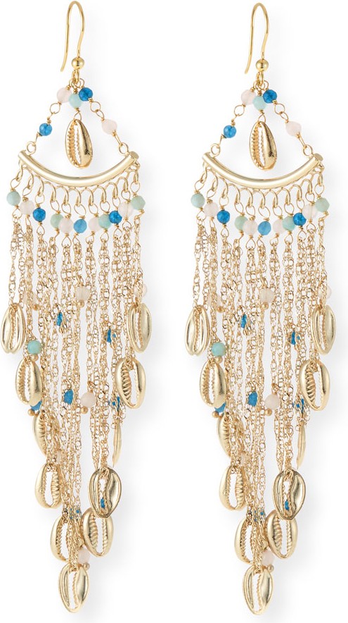 Rosantica Antilla Puka Shell Fringe Drop Earrings