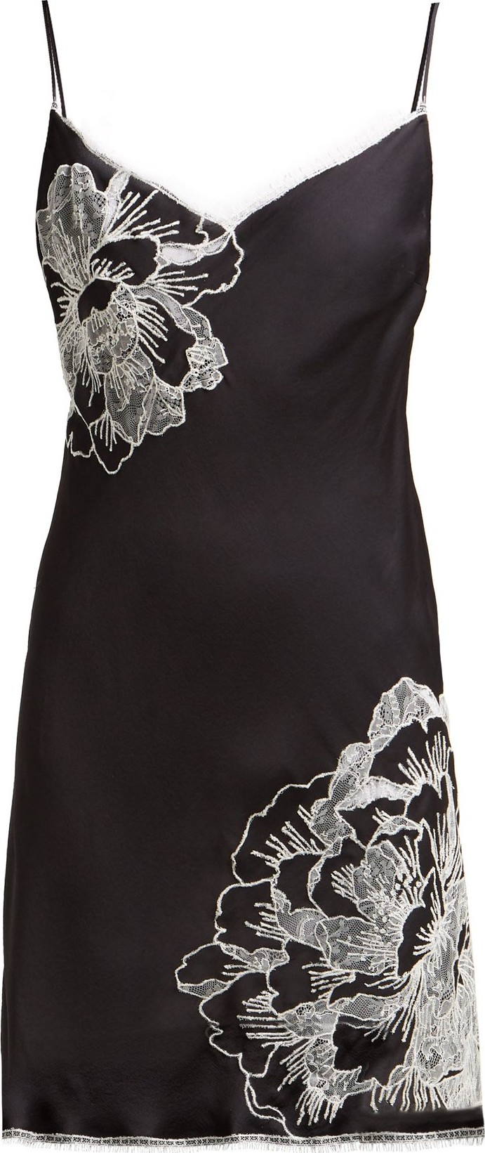 CARINE GILSON Lace-trimmed silk slip dress