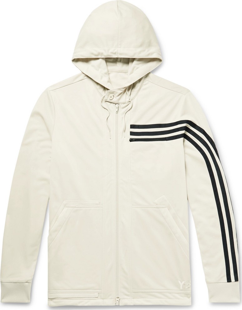 Y-3 Striped Tech-Jersey Zip-Up Hoodie