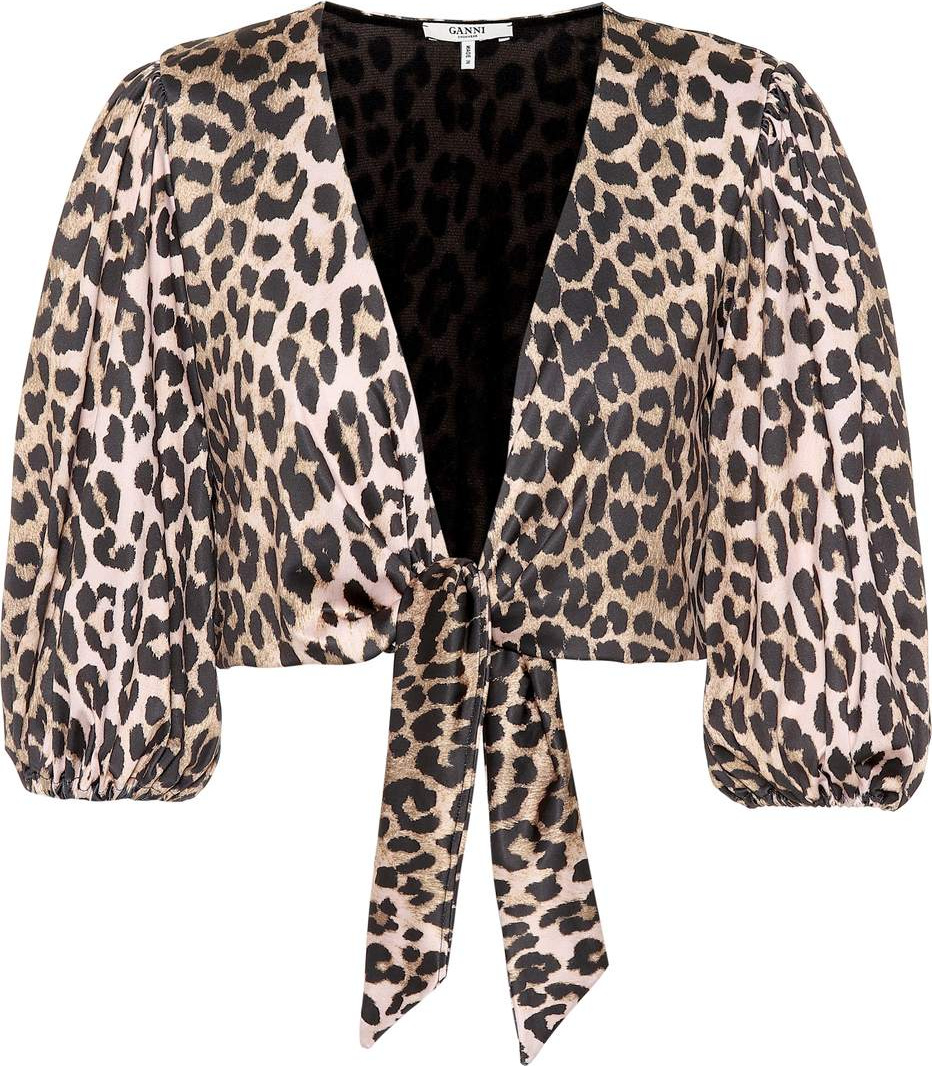 Ganni Avalon leopard bikini top