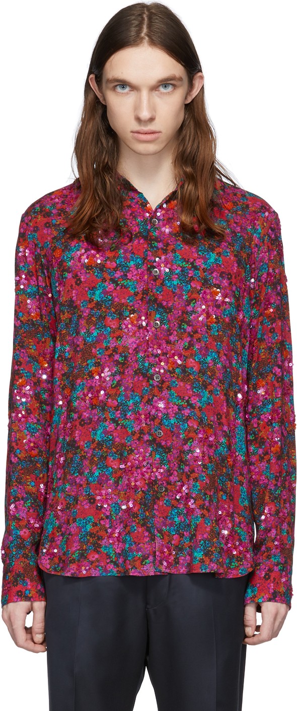 Dries Van Noten Red & Purple Floral Shirt