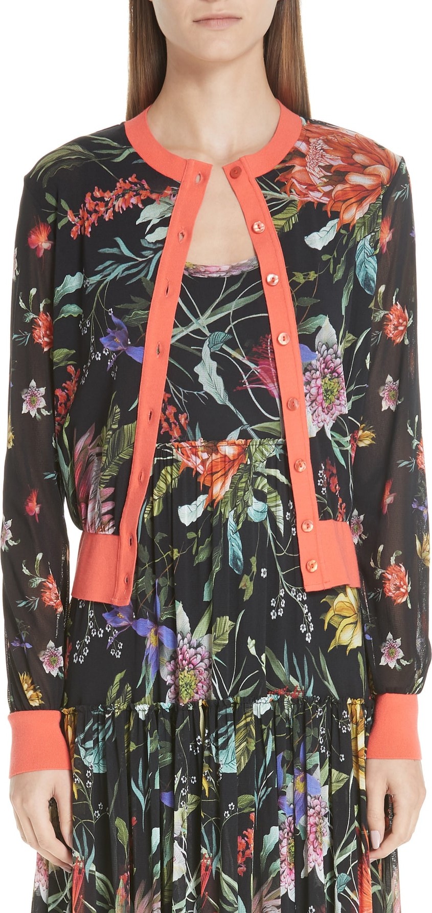 Fuzzi Floral Tulle Cardigan