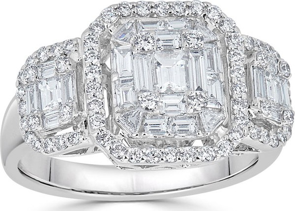 ZYDO Mosaic 18k White Gold Diamond Octagon-Trio Ring