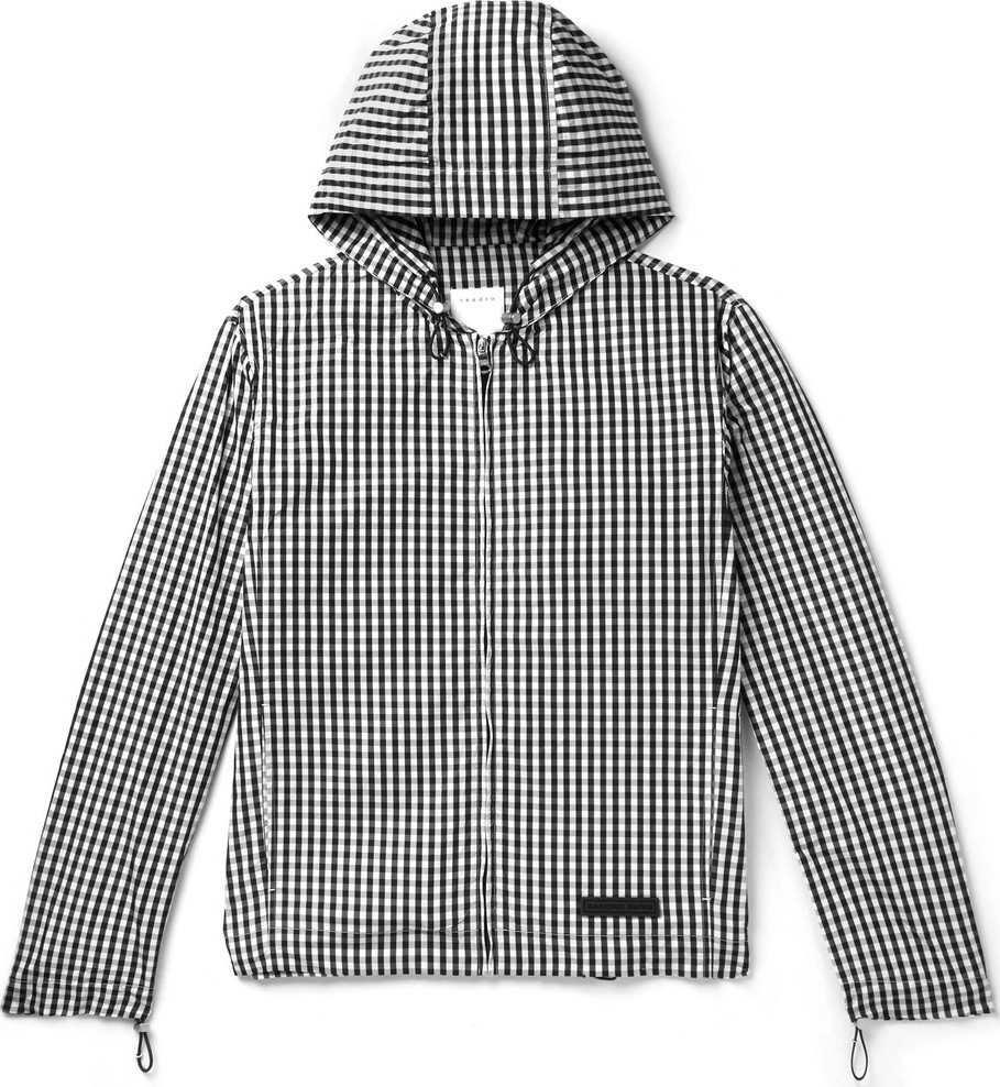 Sandro Gingham Shell Hooded Jacket