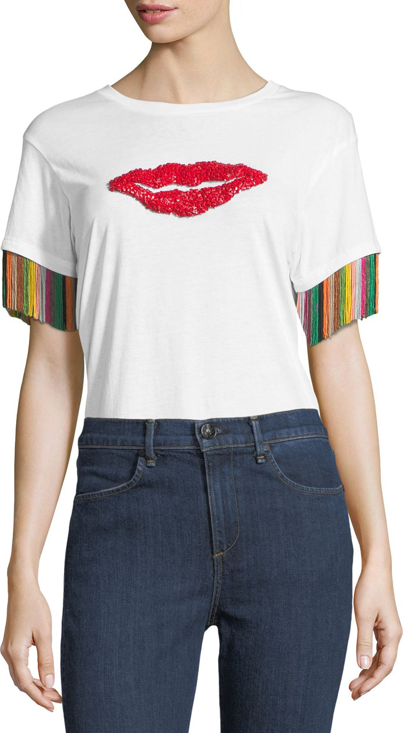 Sachin & Babi Tassel-Sleeve Lips Tee