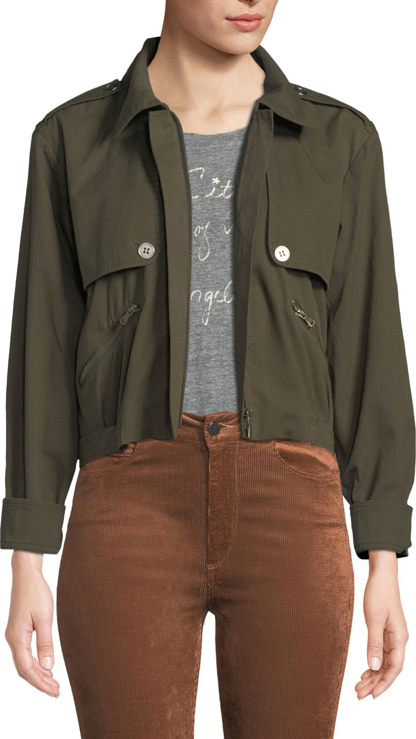 PAIGE Aubree Cropped Zip-Front Jacket