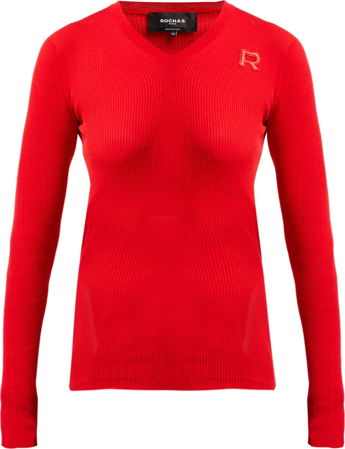 ROCHAS Logo-appliqué ribbed cotton sweater