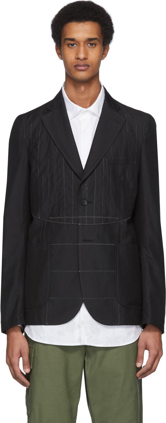 Junya Watanabe Black Wool Poplin Blazer