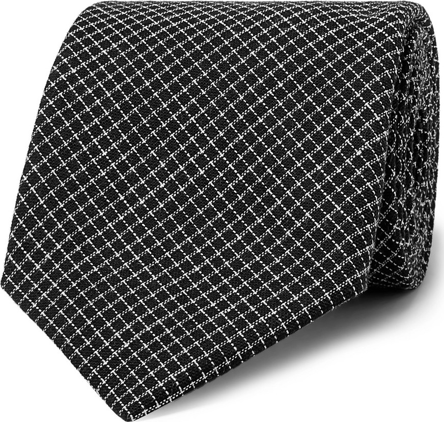Oliver Spencer 8cm Kersley Micro-Checked Cotton and Linen-Blend Tie