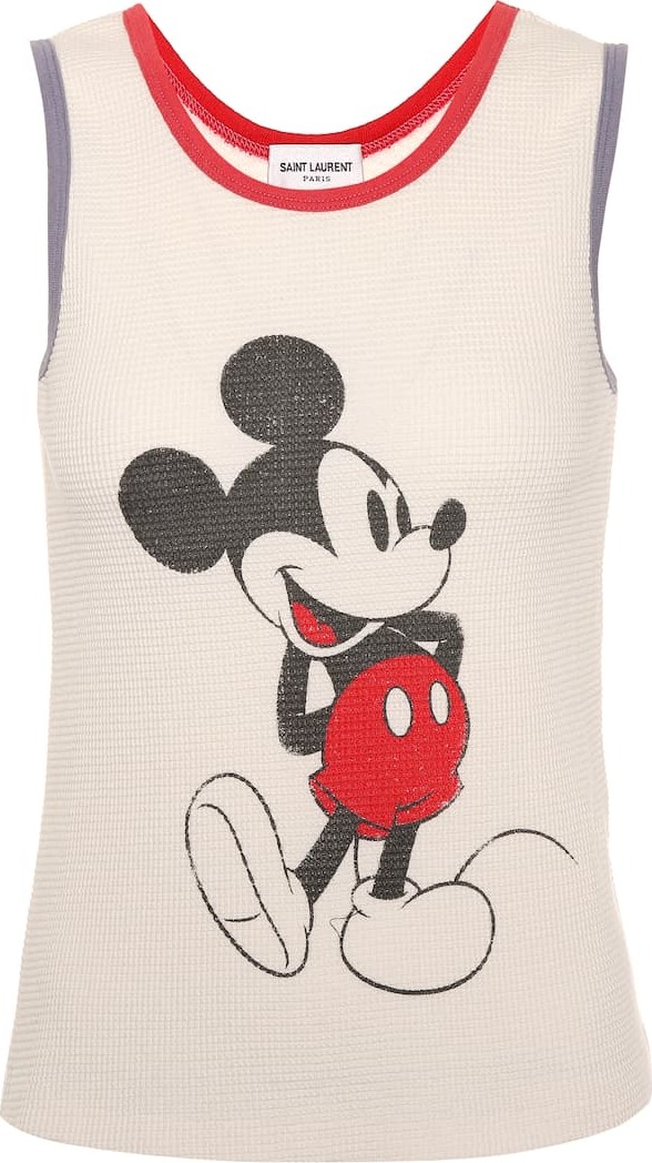 Saint Laurent Mickey Mouse cotton tank top
