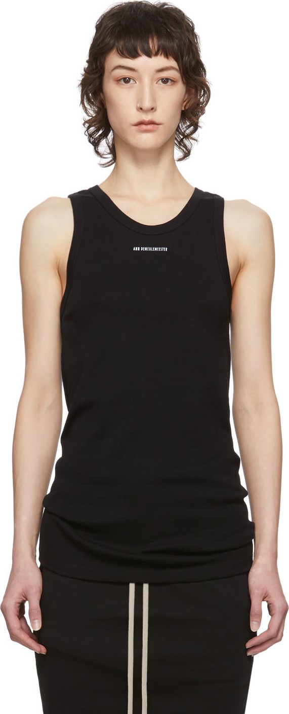 Ann Demeulemeester Black Logo Tank Top