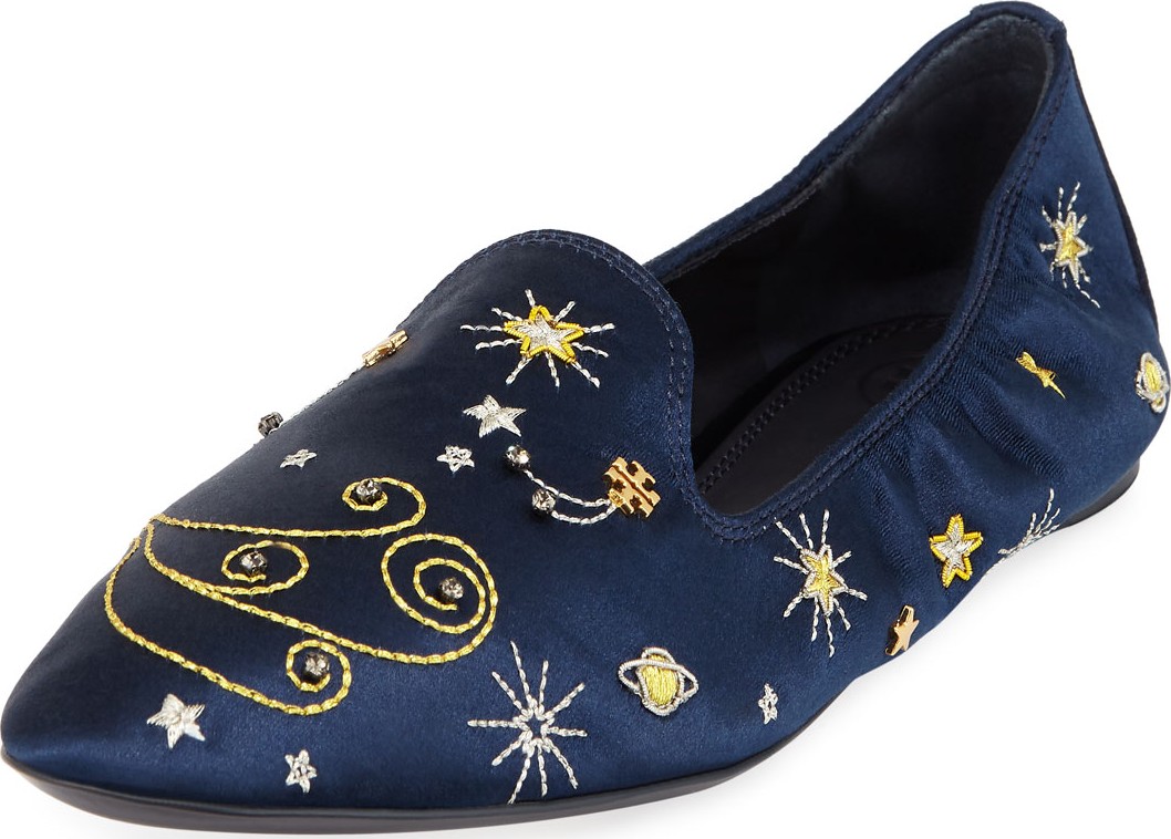 Tory Burch Olympia Embroidered Smoking Loafers