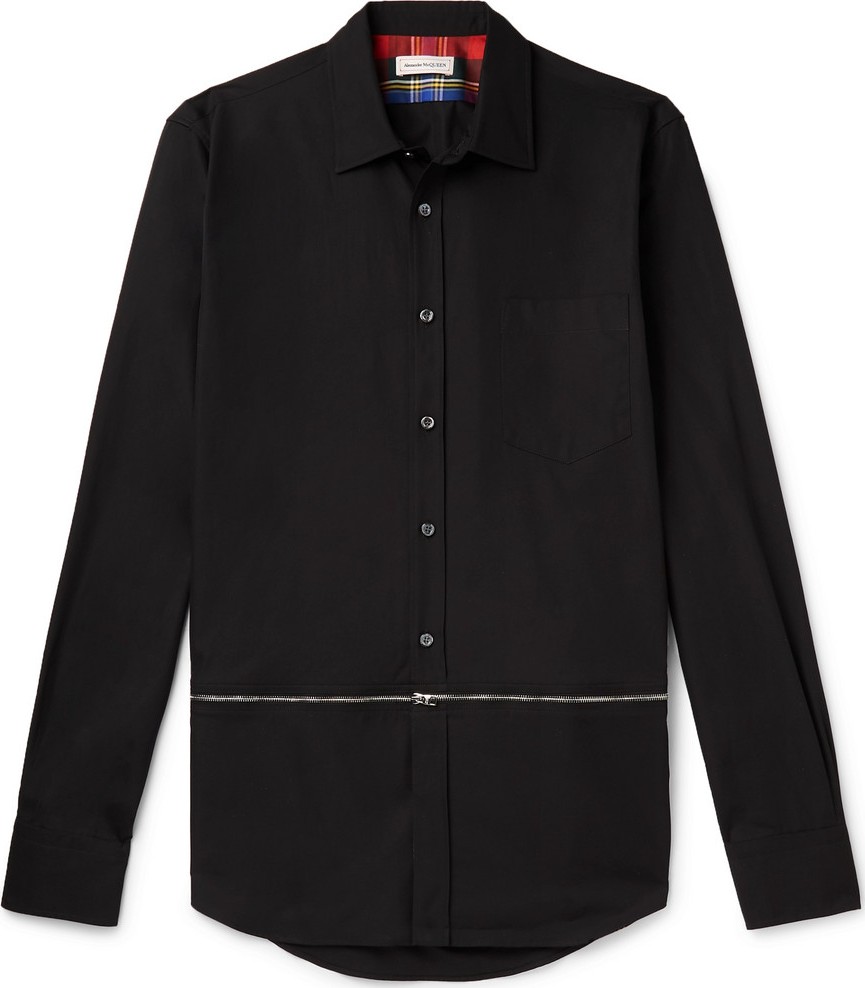 Alexander McQueen Slim-Fit Zip-Detailed Cotton-Poplin Shirt