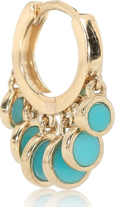 Jacquie Aiche Disco Shaker 14kt gold single hoop earring with turquoise