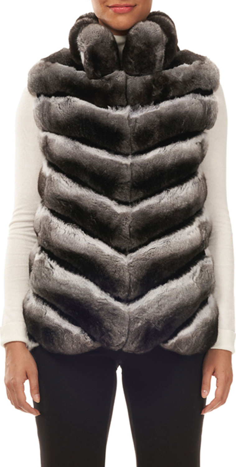Gorski Chevron Chinchilla Fur Vest