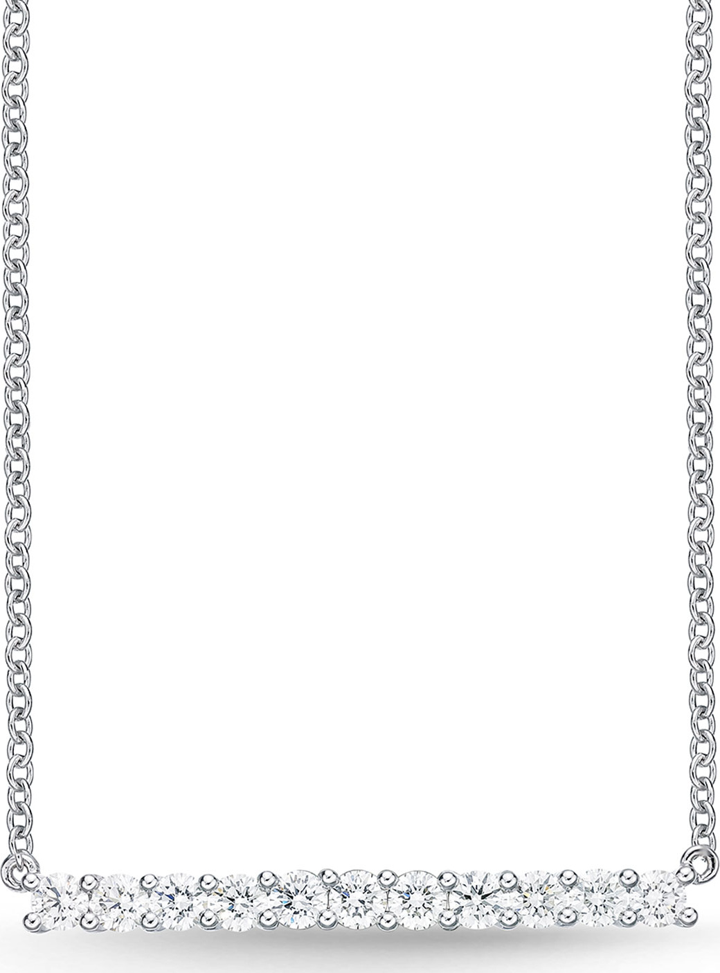 Memoire 18k White Gold Medium Diamond Bar Pendant Necklace