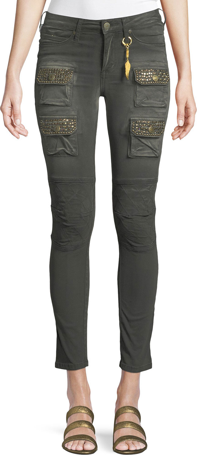 Robin's Jeans Racer Cargo Skinny Pants with Studs