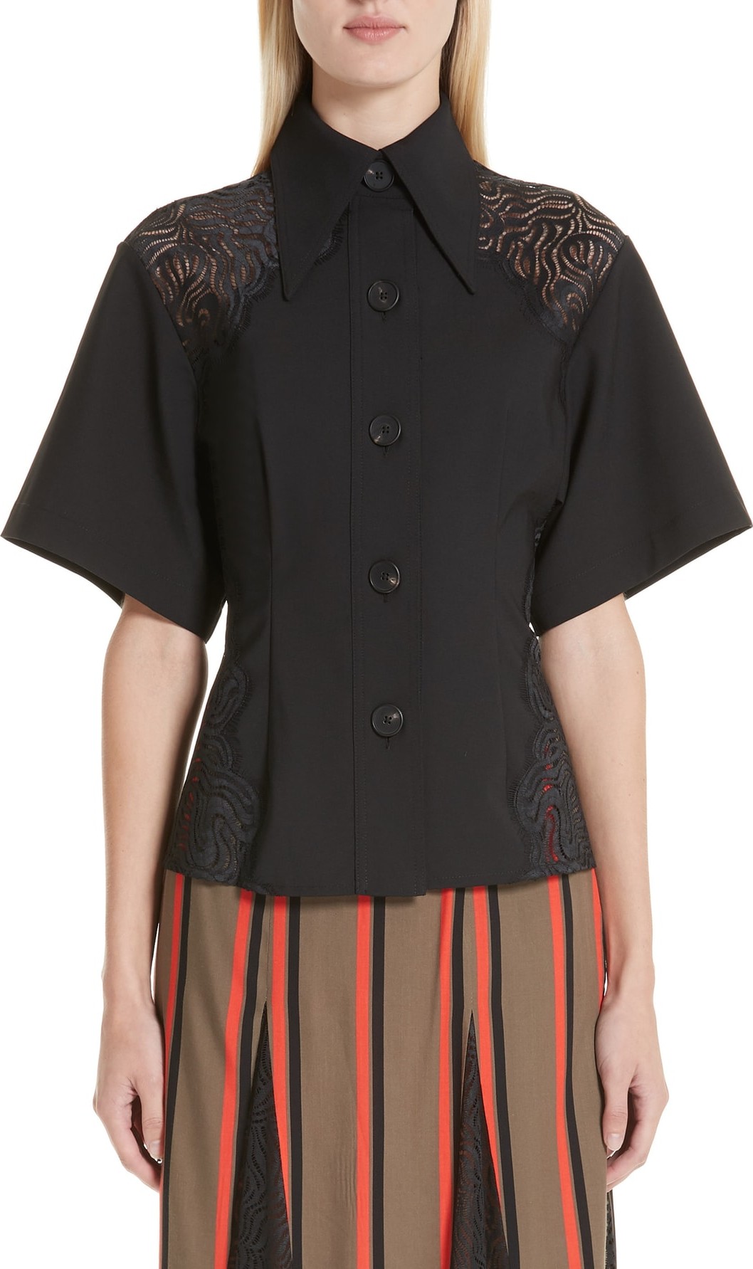 Beaufille Lace Detail Short Sleeve Blouse