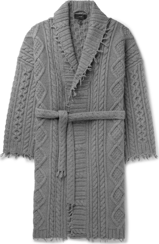Alanui Fringed Cable-Knit Cashmere and Wool-Blend Cardigan