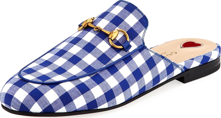 Gucci Flat Princetown Gingham Mule