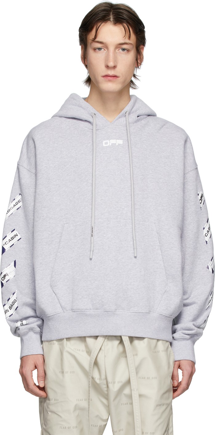 Off White Grey Airport Tape Hoodie