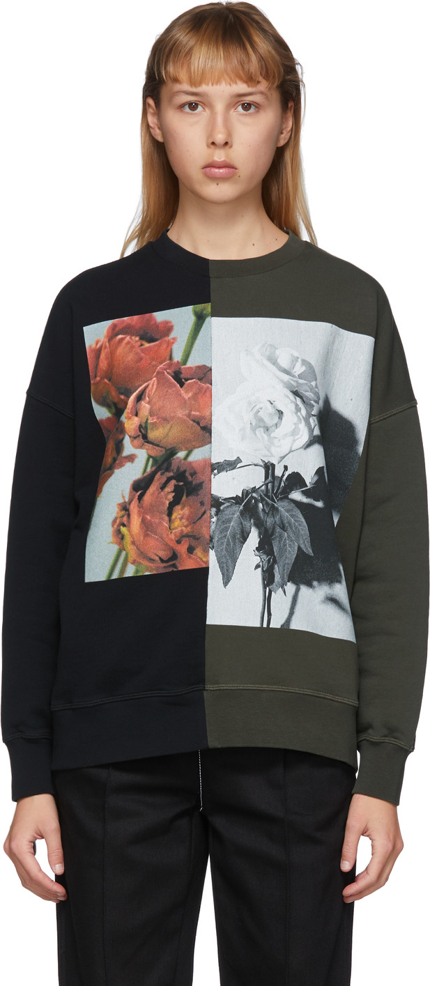 Alexander McQueen Black & Khaki Hybrid Floral Sweatshirt