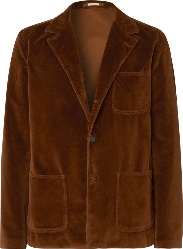 Massimo Alba Brown Slim-Fit Unstructured Cotton-Velvet Blazer