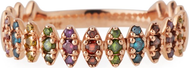 Stevie Wren 14k Rose Gold Rainbow Diamond Zigzag Ring, Size 7