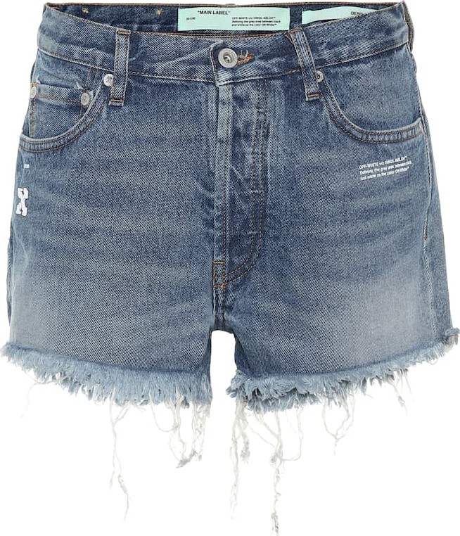 Off White Distressed denim shorts