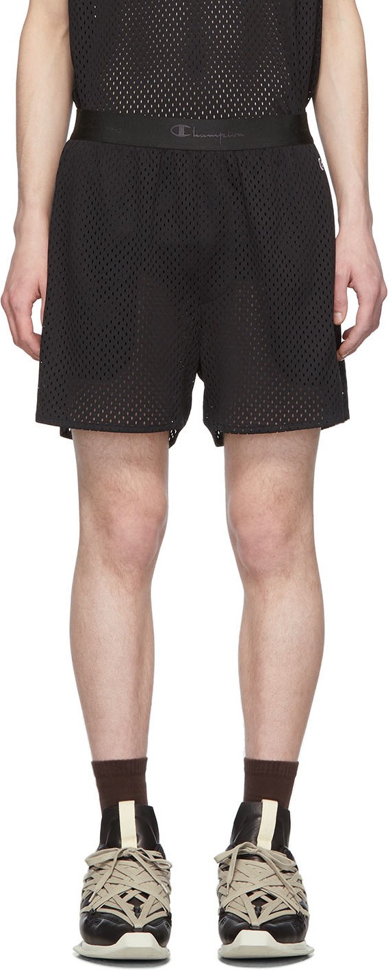 Rick Owens Black Champion Edition Mesh Basketball Shorts