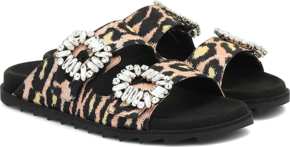 Roger Vivier Slidy Viv' leopard-jacquard slides