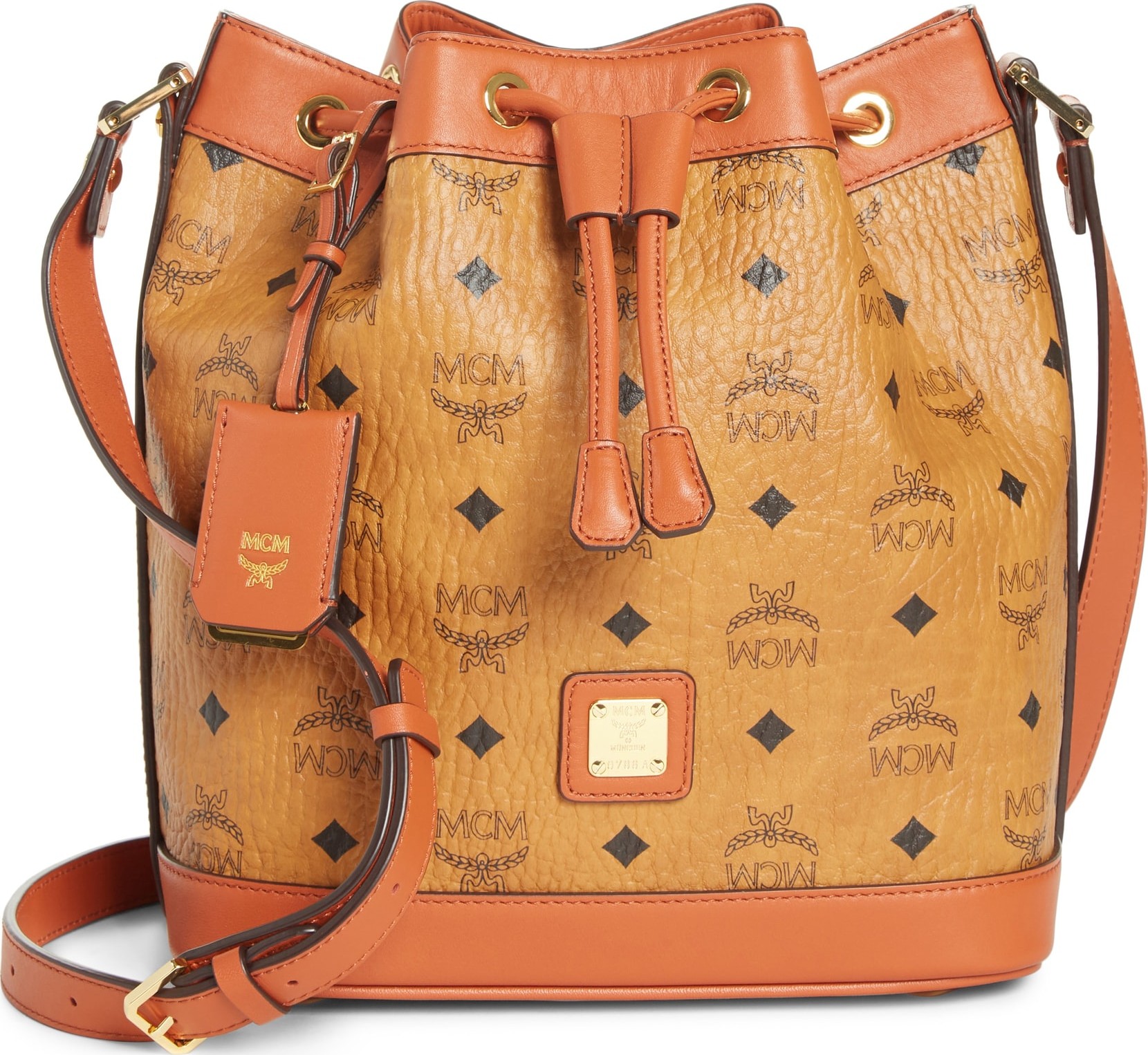 MCM Small Vintage Visetos Coated Canvas Drawstring Bag