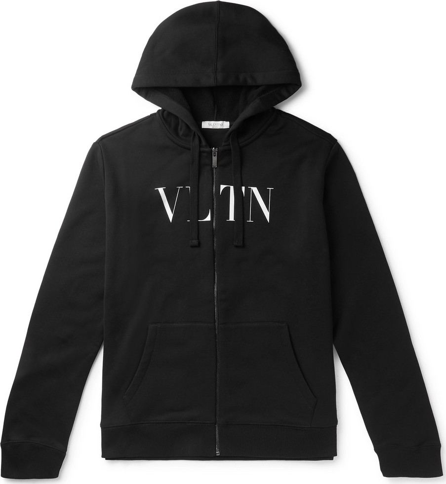 Valentino Logo-Print Loopback Cotton-Jersey Zip-Up Hoodie