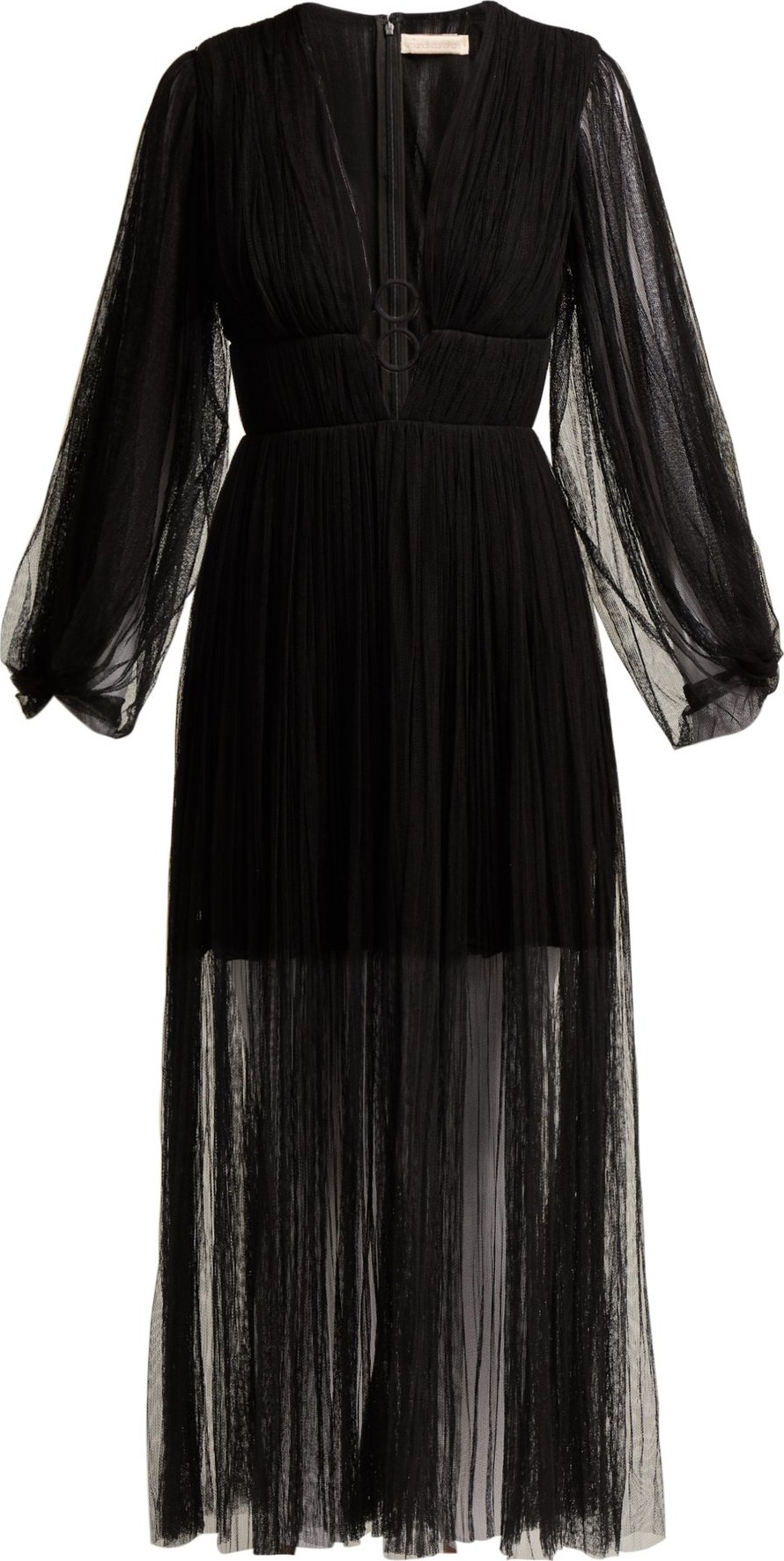 MARIA LUCIA HOHAN Astoria deep V-neck pleated tulle midi dress